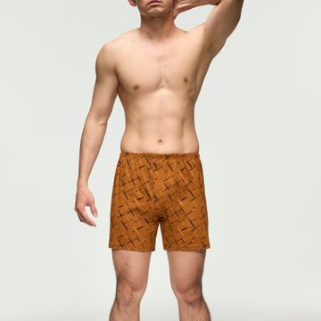 Mr.DADADO-斜紋彩刷 M-3L印花四角男內褲-天然絲光棉(咖啡棕)GHQ526BR