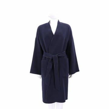 Max Mara-WEEKEND GEORGIA 雙面穿綁帶純羊毛大衣 外套(深藍x卡其)