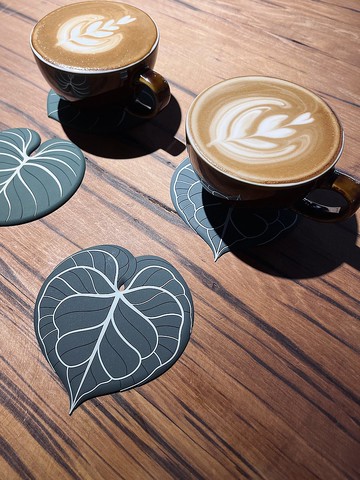 【植物杯墊】圓葉花燭杯墊 觀葉植物 軟膠仿真材質