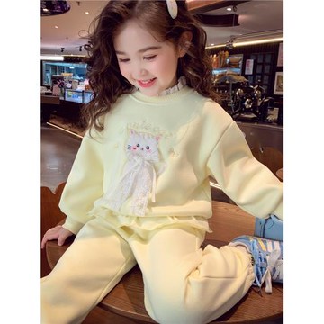 米米哈羅女童加絨套裝冬裝2025新款兒童衛衣衛褲小女孩休閑兩件套