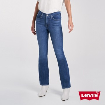Levis 女款 315中腰縮腹靴型牛仔長褲 中藍刷白 彈性布料