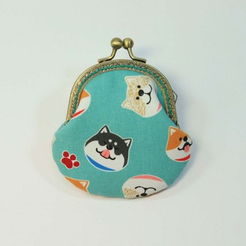 8.5cm口金零錢包39-柴犬 藍綠底