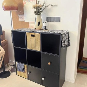 北歐黑色格子柜中島柜自由組合方形書柜辦公家用置物柜書架八格柜