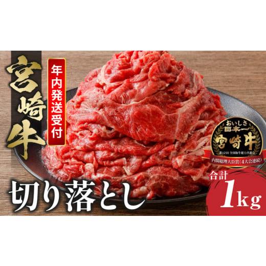 ふるさと納税 宮崎県 宮崎市  《年内発送》宮崎牛 切り落とし (500g×2) 合計1kg｜牛肉 和牛 国産 切り落とし｜_M243-018