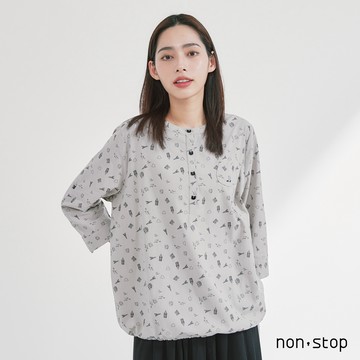 non-stop 城市手繪印花寬版上衣-2色