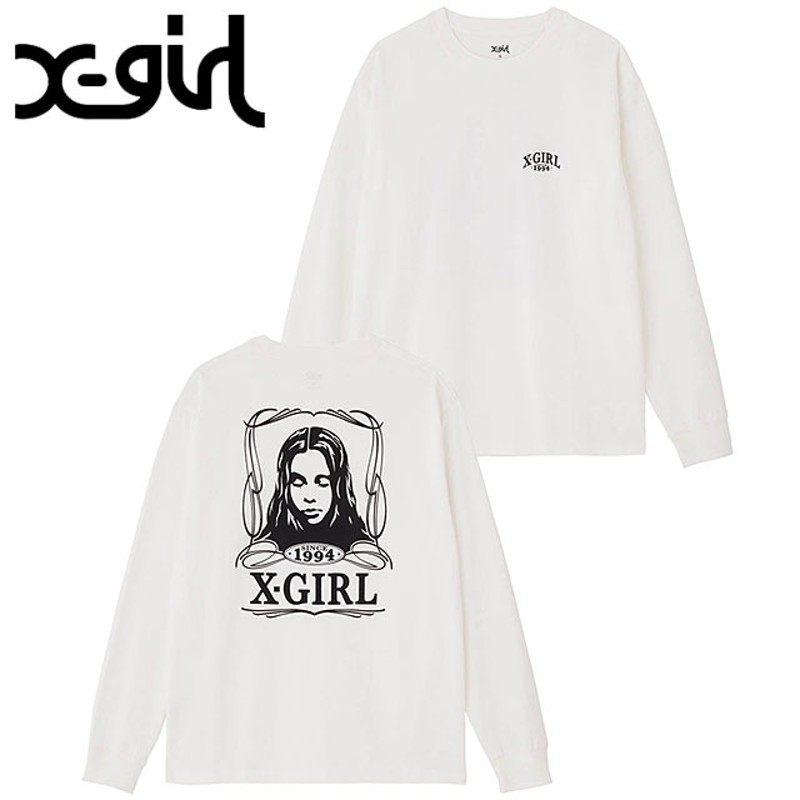 エックスガール X-girl ピンストライプフェイス ロングスリーブTシャツ