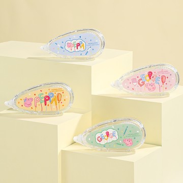KOKUYO × 佩佩豬 象牙白可替換式修正帶(5mm×8m)-粉/綠/藍/黃