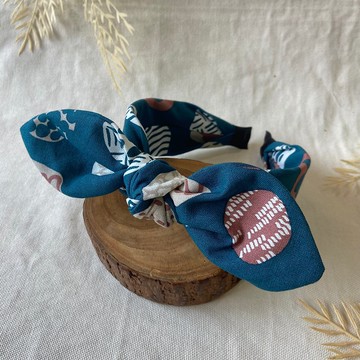 髮箍/兔耳髮箍/幾何原點-湖藍