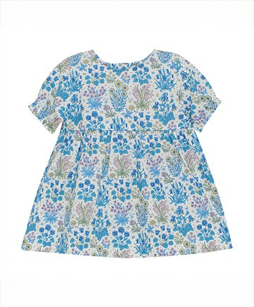 Liberty短袖洋裝(藍花)92cm