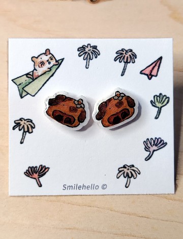 耳針/耳夾/耳環 手工製作 豬豬頭頭(一對)