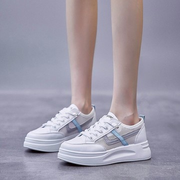 網面ins透氣小白鞋女夏季新款基礎板鞋厚底松糕底單鞋潮