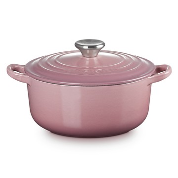 LE CREUSET -琺瑯鑄鐵鍋圓鍋 20cm (錦葵紫- 鋼頭+-內鍋白)