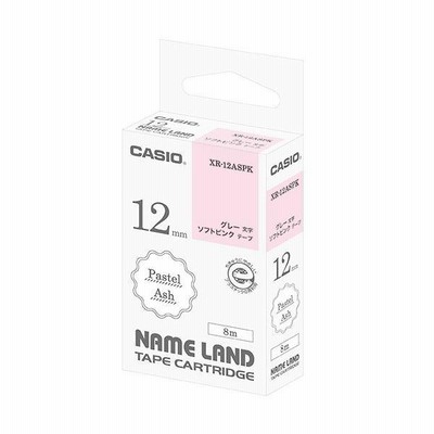 （まとめ）カシオ NAME LANDパステルアッシュテープ 12mm ソフトピンク/グレー文字 XR-12ASPK 1個〔×5セット〕