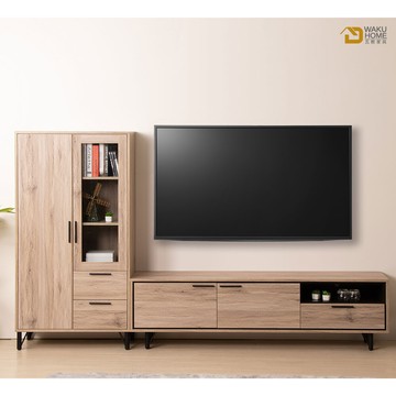 wakuhome 瓦酷家具 ryan 輕工業風白橡木 8.6尺l型電視櫃b001-k306-1