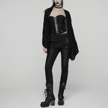 龐克魔像仿皮革斜紋機能長褲