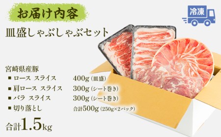 宮崎県産豚 皿盛しゃぶしゃぶ切り落しセット(計1.5kg)　肉 豚 豚肉