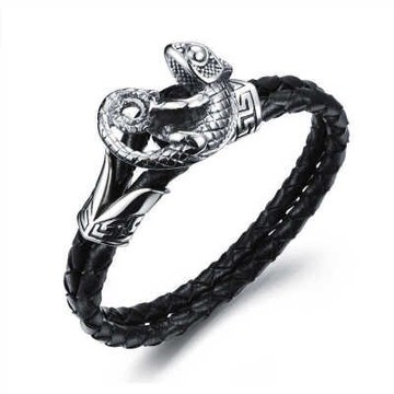 真皮手環 鈦鋼手鍊-創意獨特蜥蜴造型情人節生日禮物男飾品73cq187【獨家進口】【米蘭精品】