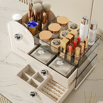 化妝品收納盒桌面高級感梳妝臺口紅眉筆整理箱大容量護膚品置物架