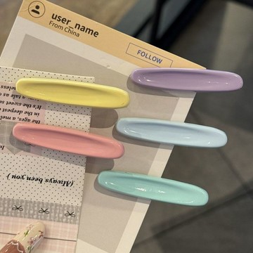 可愛彩色橢圓髮夾奶油春夏百搭少女側邊劉海夾馬卡龍韓係森係髮卡