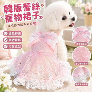【熱賣免運】韓版ins風寵物衣服狗狗裙子泰迪比熊貓咪春夏鏤空蕾絲狗衣服