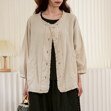 木耳花邊棉麻襯衫 開襟外套340496