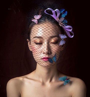 新娘發飾女頭飾唯美夢幻蝴蝶發夾邊夾發卡子影樓寫真拍照網紅飾品1入