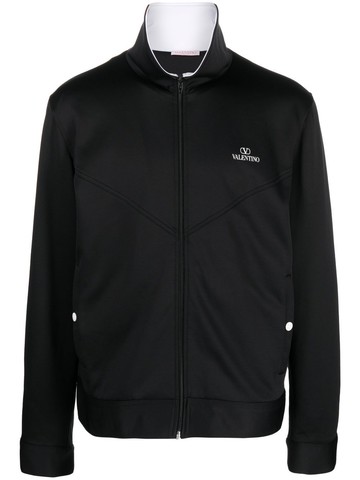 Valentino Garavani - VLogo zip-up sweatshirt - men - Cotton/Cotton/Polyamide/Polyester - L - Black