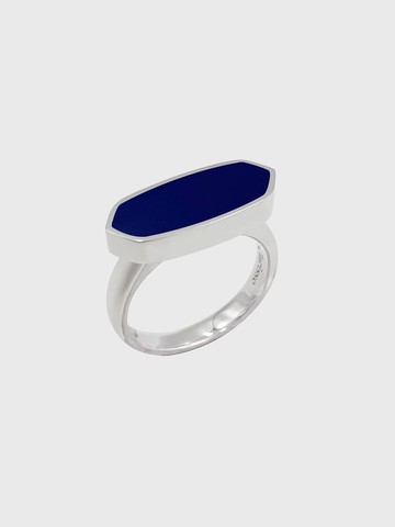 Natural Stone Hexagon Platinum-Plated Ring [SILVER] (JS-22-003R-RR)