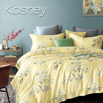 KOSNEY   花雨露黃  雙人100%天絲TENCEL四件式兩用被床包組