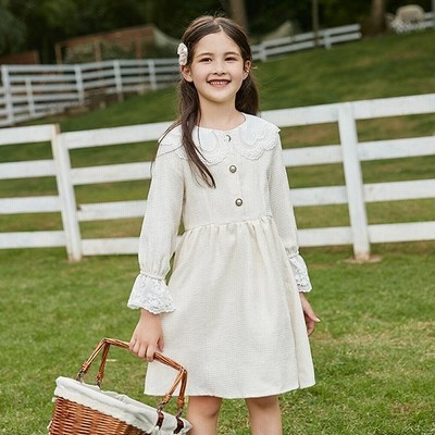 ワンピース キッズ 長袖ワンピース 子供服 女の子 春 秋 シャツワンピース 厚手 子供ドレス ジュニア チュニック フレア カジュアル 通販 Lineポイント最大get Lineショッピング