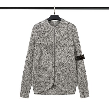 跨境STON石頭島經典袖標慵懶風純色開衫拉鏈針織毛衣時尚情侶外套鑫弘-衣錦男裝