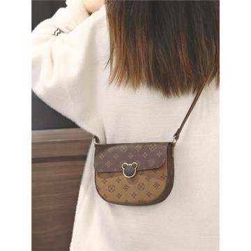 MK官網女包2025新款小眾設計真皮印花馬鞍包時尚高級感單肩斜挎包