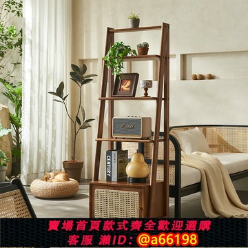 【台灣公司 可開發票】藤編書架床頭柜多功能收納儲物柜置物架中古侘寂風家具多層展示架