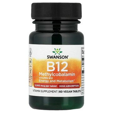 Swanson Vitamins, 維生素 B12（甲鈷胺），5000 微克，60 片