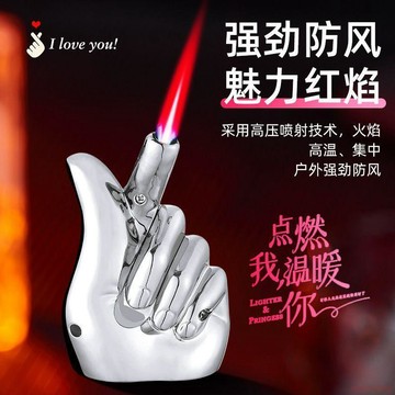 桃園出貨✨新款比心語音浪漫表白情人節520禮物直衝防風紅焰充氣打火機