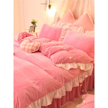 加厚冬天雙面牛奶絨被套單件四件套公主風法蘭絨被罩單雙人宿舍冬