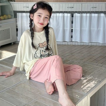 8649 人單獨標註💝女童睡衣夏季2026新款兒童家居服套裝空調女孩兩件套休閒服KZQ2