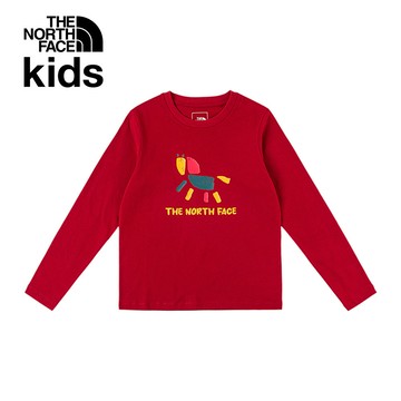 【新年款】The North Face北面兒童紅色純棉長袖上衣｜8DR1619