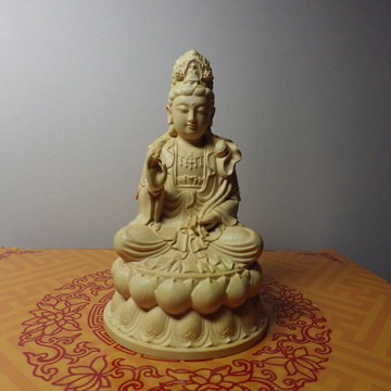 黃楊木精雕大勢至菩薩(高10公分)