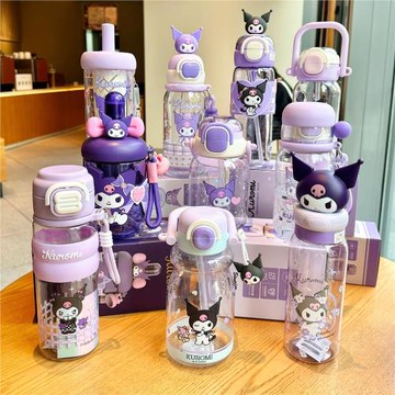 三麗鷗庫洛米美樂蒂集合兒童水杯學生上學夏天女生便攜雙飲吸管杯