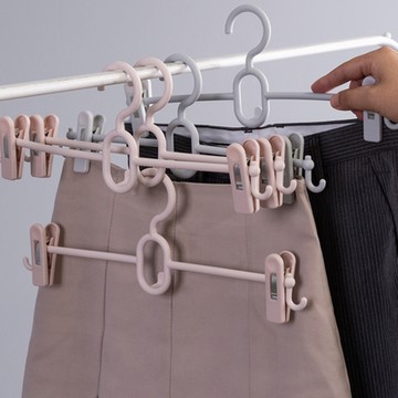 【Lebonlife】可調節多功能連掛褲架6入(衣架 整理 褲子衣架 褲夾 掛勾)
