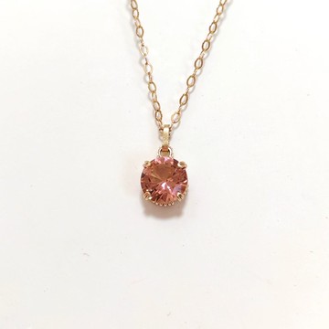 亞歷山大變色石項鍊 圓形變色石小吊墜 手工鑲嵌雙色寶石14KGF