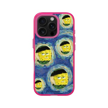 iPhone 16 Pro Clear 粉漾桃 - 海綿寶寶 SpongeBob - 名畫系列-厭世感