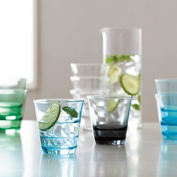 日本 Toyo-Sasaki Spah堆疊水杯 210ml 6入組 - 灰