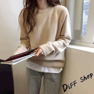 韓版圓領寬鬆針織毛衣【W527】