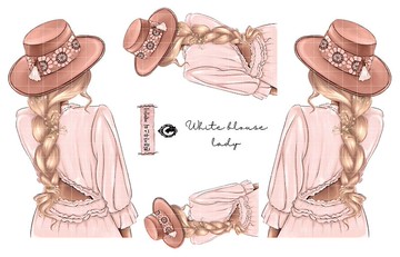 白襯衫女士 - 紙質/PET (藍獅) (suyeon) 人物貼紙 女孩貼紙