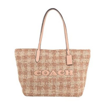 COACH City系列 經典LOGO大草編托特包(卡其粉)