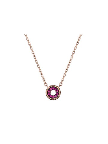14K Pink Gold Ruby Minimalist Necklace (TNSK4P20149M)