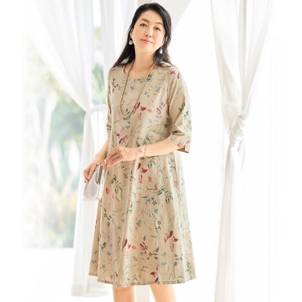 美品M MISSONI シルク混 花柄 チュニック ワンピース チュニック ワンピース レディース 夏 / 麻混花柄 チュニック