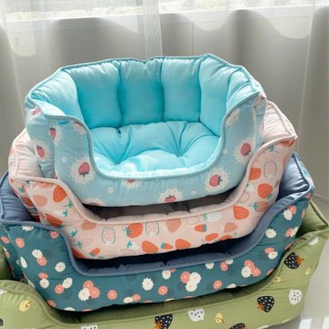 純棉面料！春夏款透氣狗窩可愛草莓窩四季通用超柔貓窩涼爽貓床